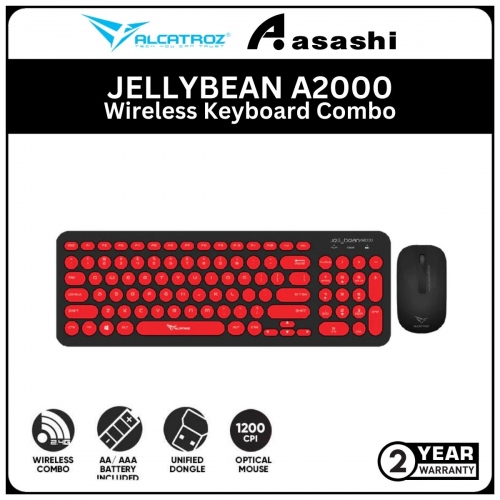 Alcatroz JELLYBEAN A2000-Black Red Wireless Keyboard Combo (1 yrs Limited Hardware Warranty)