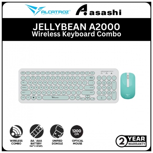 Alcatroz JELLYBEAN A2000-White Mint Wireless Keyboard Combo (1 yrs Limited Hardware Warranty)