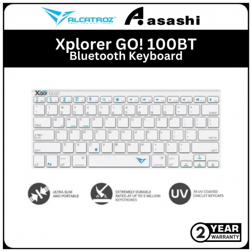 Alcatroz Xplorer GO! 100BT-Silver Bluetooth Keyboard (1yr Manufacturer Warranty)