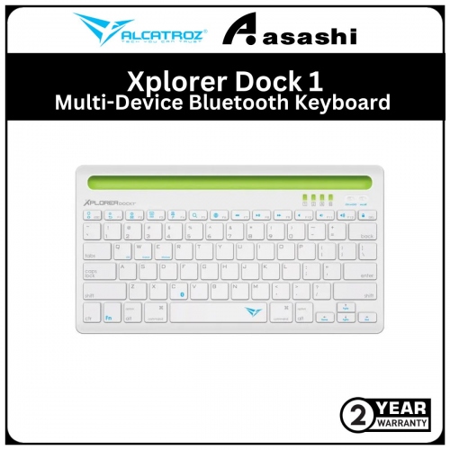 Alcatroz Xplorer Dock 1-White Green Multi-Device Bluetooth Keyboard (1 years Limited Hardware Warranty)