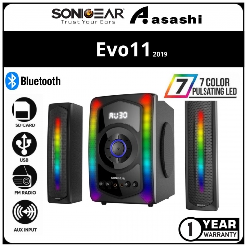 Sonic Gear EVO 11 Bluetooth Speaker 80W + 7 LED Light - 1Y