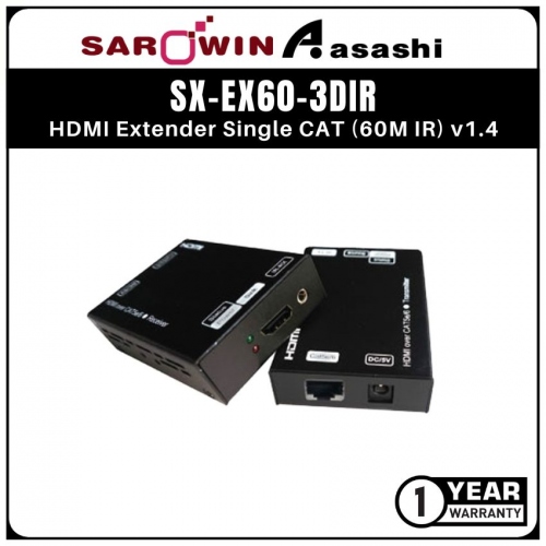 SAROWIN SX-EX60-3DIR HDMI Extender Single CAT (60M IR) v1.4