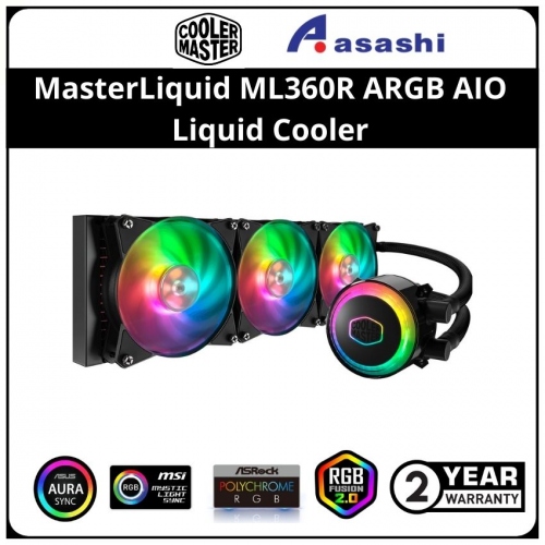 Cooler Master MasterLiquid ML360R ARGB AIO Liquid Cooler (Support LGA20XX / 115X / 775 / AM3 / AM4) — 2 Years Warranty
