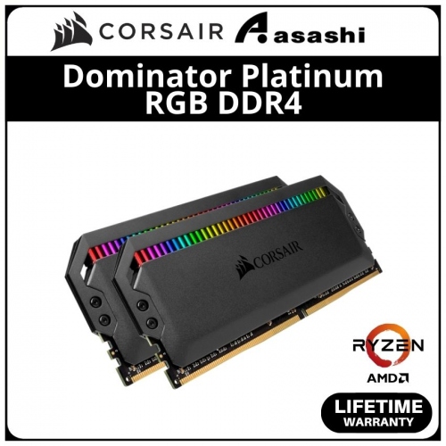 Corsair Dominator Platinum Black RGB(Ryzen) DDR4 16GB(2x8GB) 3200MHz CL16 XMP Support Performance PC Ram - CMT16GX4M2Z3200C16