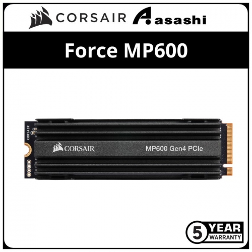 Corsair Force MP600 500GB M.2 2280 PCIE Gen4 x4 NVMe SSD - CSSD-F500GBMP600R2 (Up to 4950MB/s Read & 2500MB/s Write)
