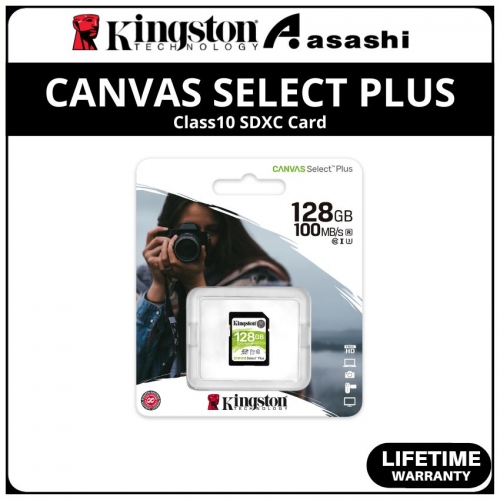 Kingston Canvas Select Plus 128GB UHS-I V30 Class10 SDXC Card - SDS2/128GB (Up to 100MB/s Read Speed,85MB/s Write Speed)