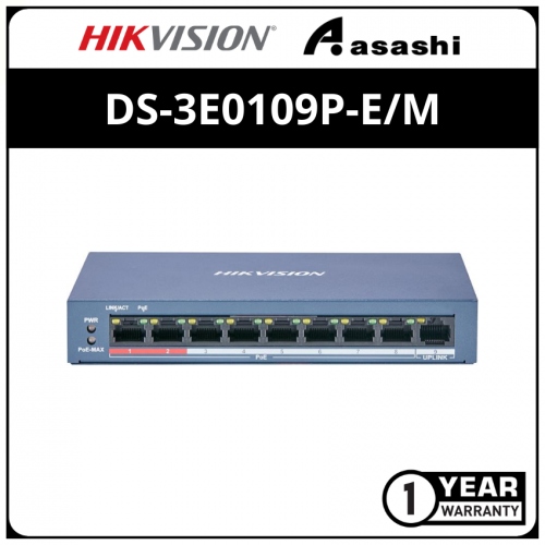 Hikvision DS-3E0109P-E/M L2 8 Ports 10/100M RJ45 PoE 60W CCTV Switch