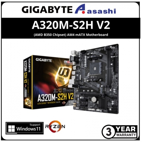 Gigabyte A320M-S2H V2 (AMD B350 Chipset) AM4 mATX Motherboard
