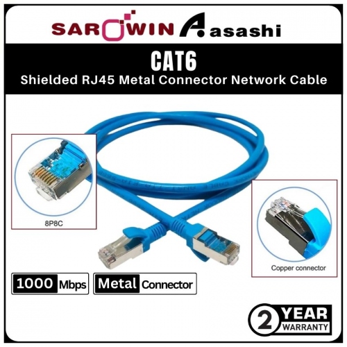 Sarowin CAT6 (1.0M) Shielded RJ45 Metal Connector Network Cable