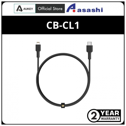 AUKEY CB-CL1 MFI Braided Nylon USB C To Lightning Cable - 1.2M Black