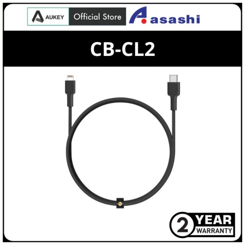 AUKEY CB-CL2 MFI Braided Nylon USB C To Lightning Cable - 2M Black