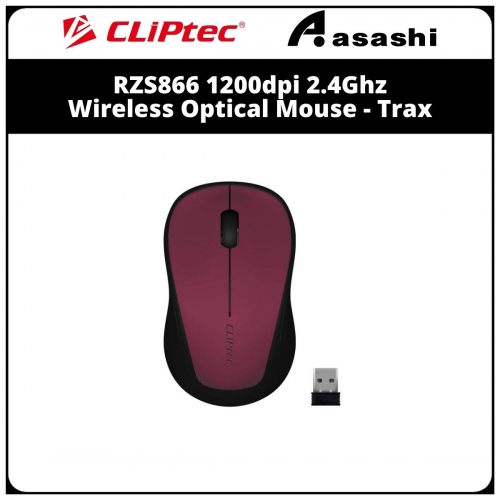 CLiPtec RZS866 Maroon 1200dpi 2.4Ghz Wireless Optical Mouse - Trax