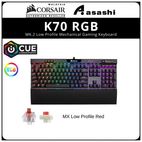 PROMO - Corsair K70 RGB MK.2 Low Profile Mechanical Gaming Keyboard - MX Low Profile Red (CH-9109017-NA)