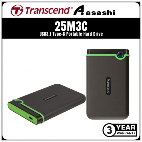 Transcend Storejet 25M3C-Grey 2TB USB3.1 Type-C Portable Hard Drive - TS2TSJ25M3C