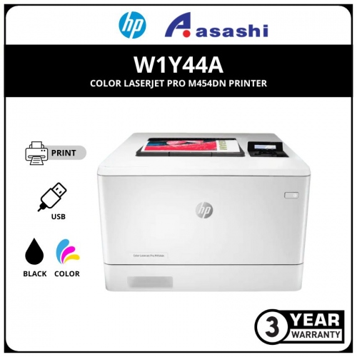 HP Color Laserjet Pro MFP M454dn Color Laser Printer (W1Y44A) Function : Duplex Print<br>Black: Up to 27 ppm, Color: Up to 27ppm,Print Quality :Up to 600 x 600dpi,Monthly Duty Cycle Up to 50,000 pages, Ethernet Networking, Memory : 256MB NAND Flash/512 MB DRAM, Processor Speed :1200 MHz