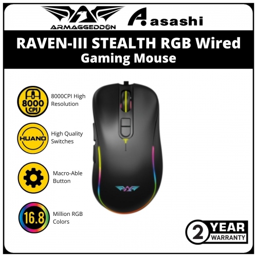 Armaggeddon RAVEN III STEALTH RGB Wired Gaming Mouse