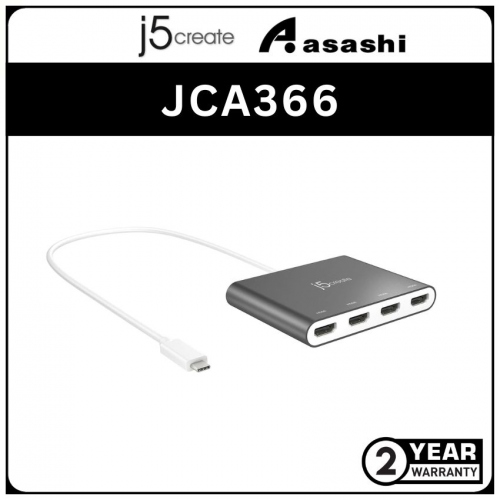 J5Create JCA366 Type C to 4 Port HDMI Multi Monitor Adapter (2 yrs Limited Hardware Warranty)