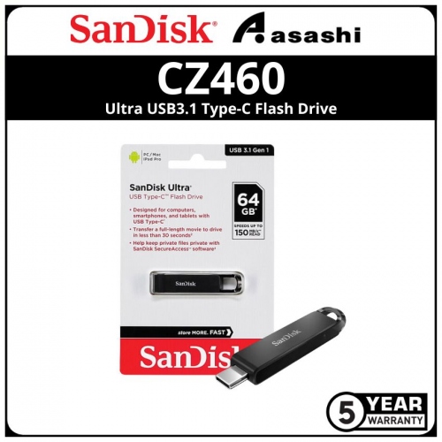 Sandisk CZ460 064GB Ultra USB3.1 Type-C Flash Drive - SDCZ460-064G-G46