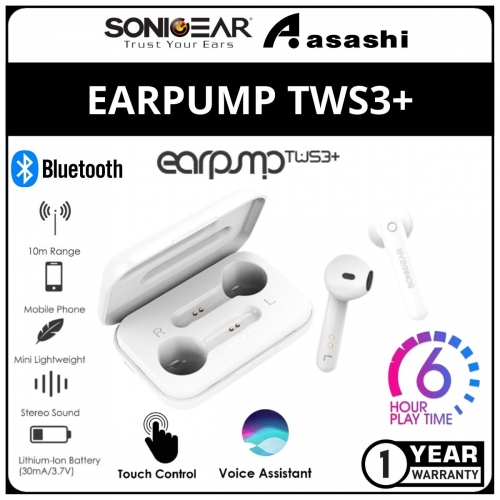 Sonic Gear Earpump TWS3+-WH True Wireless Earphone (1 yrs Limited Hardware Warranty)