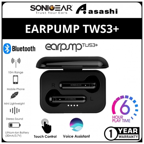 Sonic Gear Earpump TWS3+-BK True Wireless Earphone (1 yrs Limited Hardware Warranty)