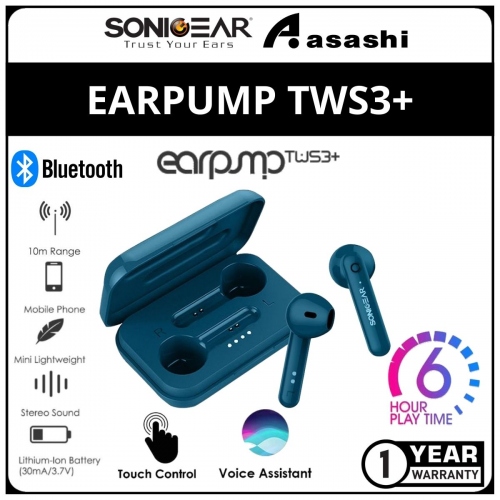 Sonic Gear Earpump TWS3+-BL True Wireless Earphone (1 yrs Limited Hardware Warranty)
