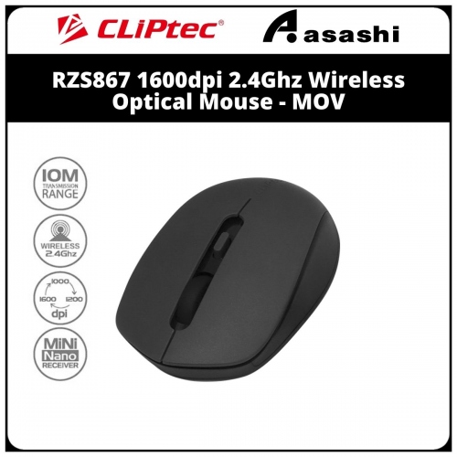 CLiPtec RZS867 Grey 1600dpi 2.4Ghz Wireless Optical Mouse - MOV