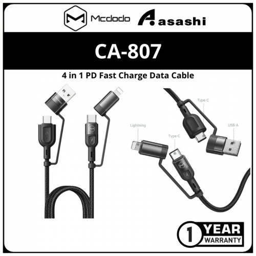 Mcdodo CA-8070 4 in 1 PD Fast Charge Data Cable 1.2M - Black