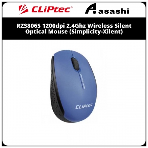 CLiPtec RZS806S 1200dpi 2.4Ghz Wireless Silent Optical Mouse (Simplicity-Xilent) BLUE