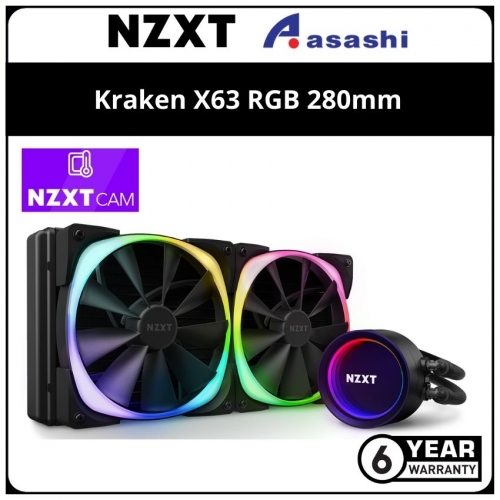 NZXT Kraken X63 RGB 280mm Liquid Cooler with Aer RGB Fans