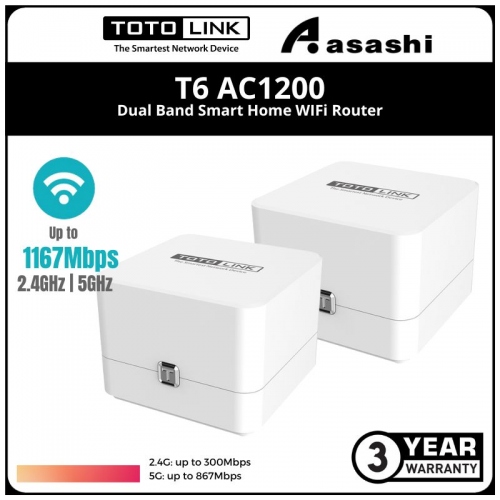 Totolink T6(2 Packs) AC1200 Dual Band Smart Home WIFi Router