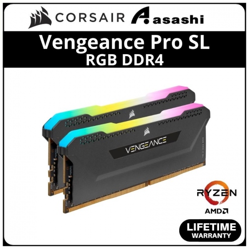Corsair Vengeance Pro SL Black RGB(Ryzen) DDR4 16GB(2x8GB) 3600MHz CL18 XMP Support Performance PC Ram - CMH16GX4M2Z3600C18