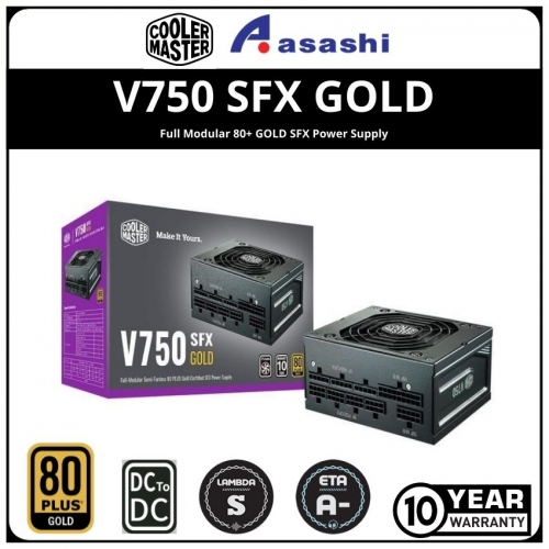 Cooler Master V750 SFX GOLD Full Modular 80+ GOLD SFX Power Supply - 10 Years Warranty