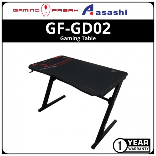 GAMING FREAK GF-GD02-BK Gaming Table - Headset Hanger / Cable Hole/ Peripherals Rack / FULL MOUSEPAD - 110x60x75CM