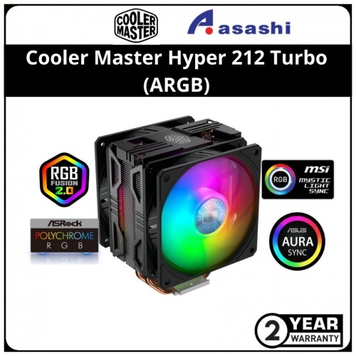 PROMO Cooler Master Hyper 212 Turbo (ARGB) CPU Air Cooler - 2 Years Warranty (1700 Ready)