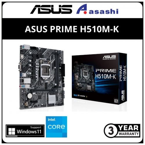 ASUS PRIME H510M-K (LGA1200) mATX Motherboard (VGA, HDMI, M.2)