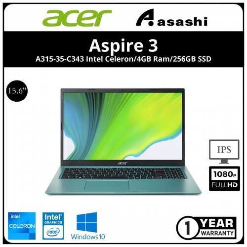 Acer Aspire 3 A315-35-C343 Notebook-(Intel Celeron N4500/4GB/256GB SSD/Intel HD Graphics/15.6