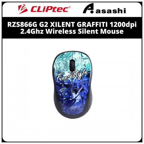 CLiPtec RZS866G G2 XILENT GRAFFITI 1200dpi 2.4Ghz Wireless Silent Mouse (6M Warranty)