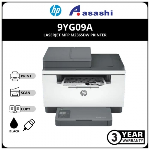 HP Laserjet Pro M236sdw Mfp Printer (Print,Scan,Copy, Mobile Fax,40 Page ADF,Duplex,Network,Wireless) 9YG09A (Online Warranty Registration 1+2 Yrs)