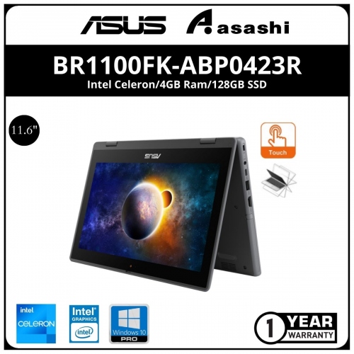 Asus BR1100FK-ABP0423R Commercial Notebook (Intel Celeron N4500/4GB OB/128GB eMMC(Extra M.2 Slot)/11.6