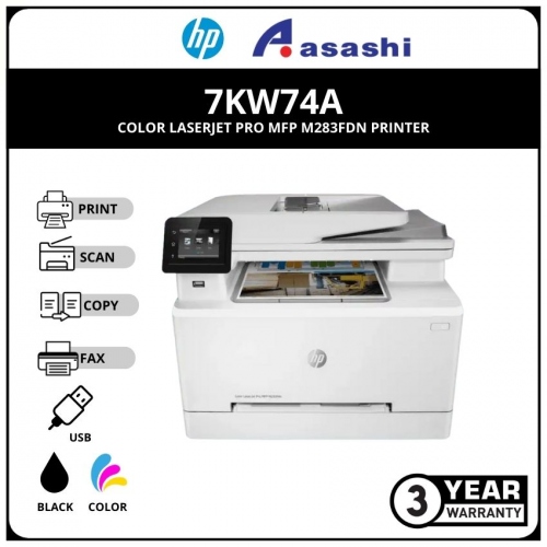 HP Color LaserJet Pro MFP M283FDN Printer Print,Scan,Copy,Fax, Duplex,Network (7KW74A) (Online Warranty Registration 1+2 Yrs)