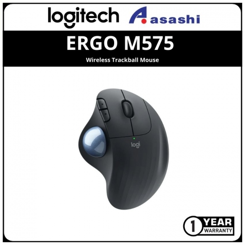 Logitech ERGO M575 Wireless Trackball Mouse - Thumb control, ergonomic, for PC & Mac with Bluetooth - Black (910-005873) (1 yrs Limited Hardware Warranty)