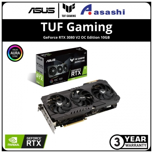 ASUS TUF Gaming GeForce RTX 3080 V2 OC Edition 10GB GDDR6X LHR Graphic Card (TUF-RTX3080-O10G-V2-GAMING)