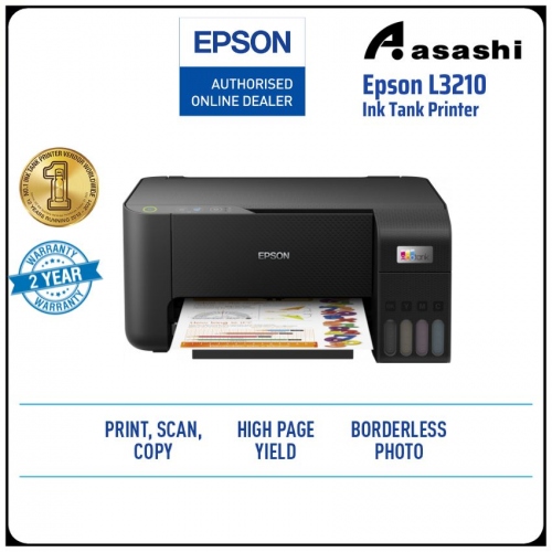 Epson L3210 Ink Tank Print, Scan, Copy Printer (Warranty 1Years + 1Years online Register @ 30,000 Pages Printing)