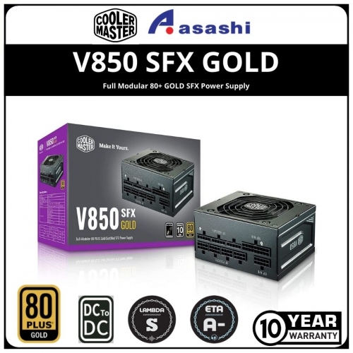 Cooler Master V850 SFX GOLD Full Modular 80+ GOLD SFX Power Supply — 10 Years Warranty