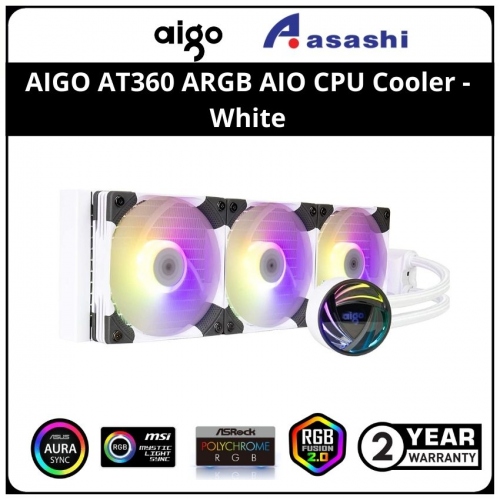 AIGO AT360 ARGB AIO CPU Cooler - White