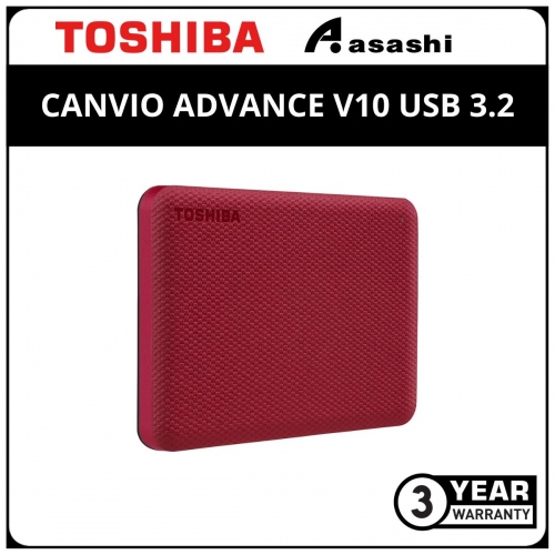Toshiba Canvio Advance V10 USB 3.2 1TB External HDD Red (HDTCA10AR3AA)