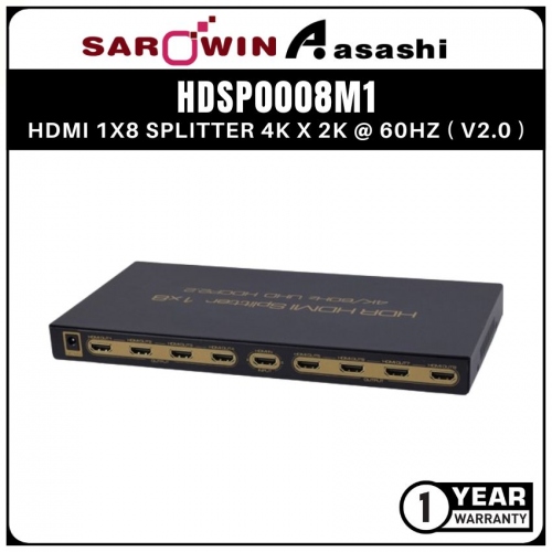SAROWIN HDSP0008M1 HDMI 1X8 SPLITTER 4K X 2K @ 60HZ ( V2.0 )