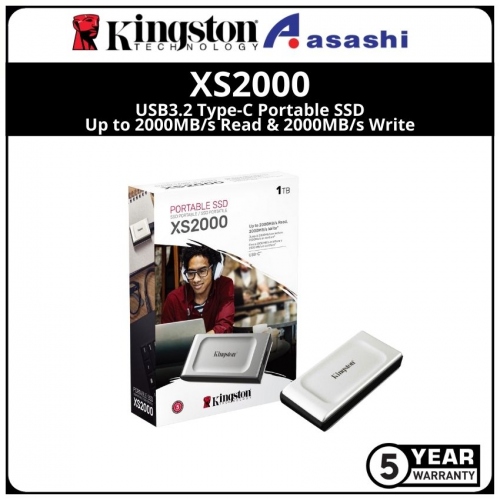 Kingston XS2000 1TB USB3.2 Type-C Portable SSD (Up to 2000MB/s Read & 2000MB/s Write)