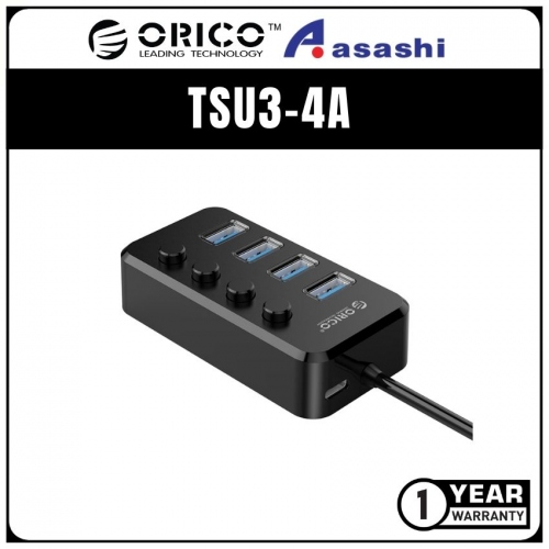 ORICO TSU3-4A 4 Port USB3.0 HUB Individual Switches Type-C 10W External Power - 100cm