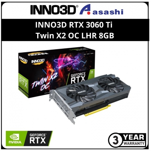 INNO3D GeForce RTX 3060 Ti Twin X2 OC LHR 8GB GDDR6 Graphic Card (N306T2-08D6X-119032DH)